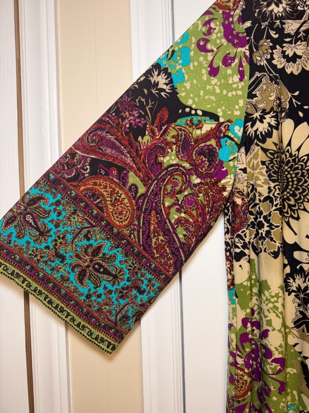 ECI NY 22W Boho Paisley Sunflower Sheath Dress Stretch 3/4 Sleeve Plus Size - Picture 5 of 16